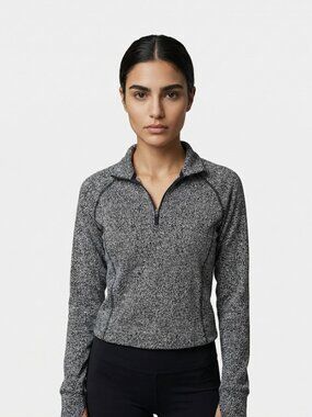 Avia Women's Quarter-Zip Pull Over - Black and White